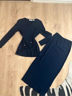 Vtg90’s Navy blue Maxi Skirt two piece set